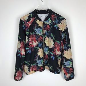 Black Floral Lightweight bomber jacket Medium